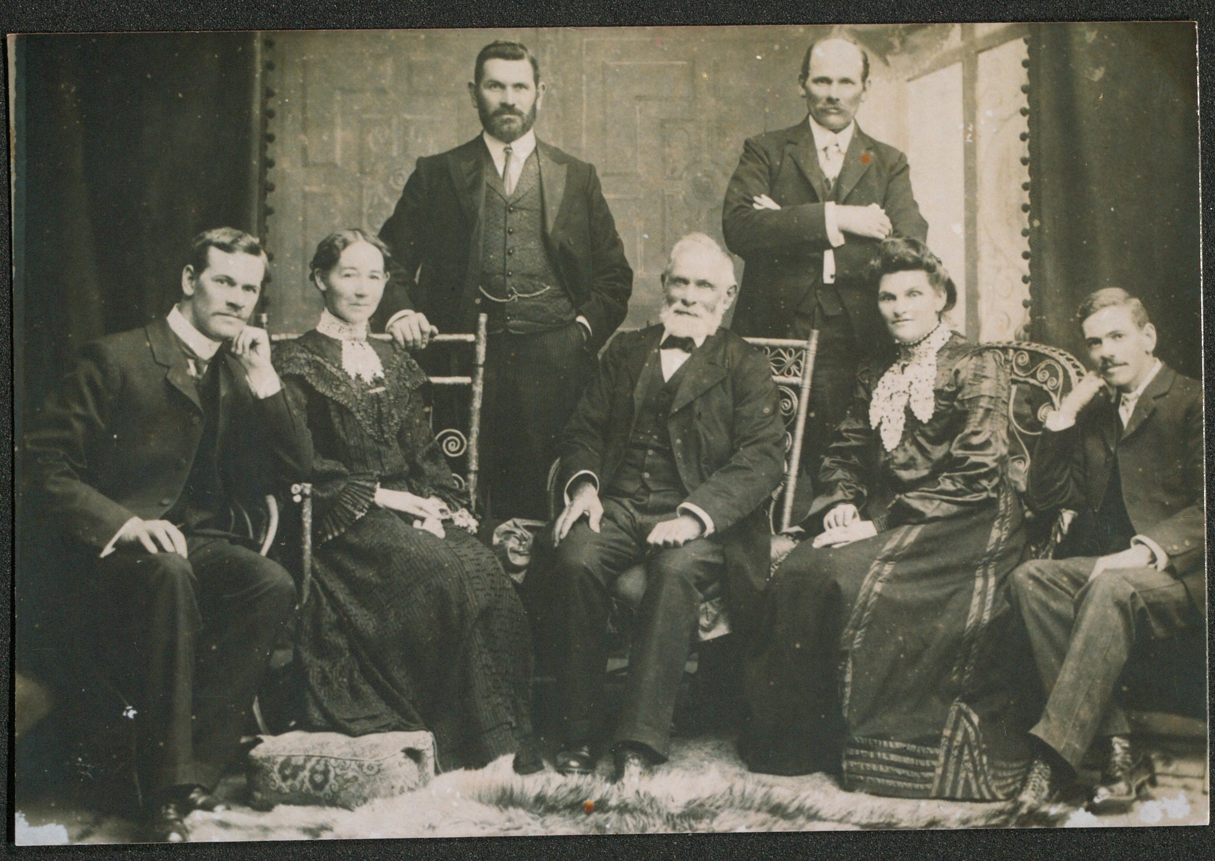 Image of Robert Johnson and family. Reverend George, Grace, Ben, Robert, Will, Ellen and Ern [LHRN5326]