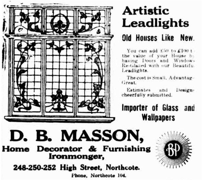 Image of advertisement, D.B. Masson Home Decorator, 14 July 1917, Northcote Leader, p. 3