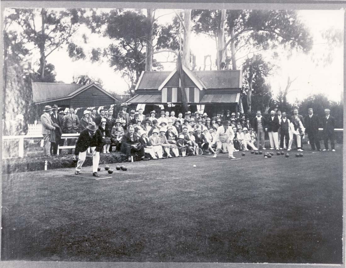 Image of Fairfield Bowling Club taken from South East side of Station Street, Fairfield c.1930s