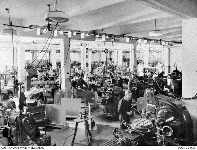 Image of View of the machine shop at the Beaufort gun turret plant
