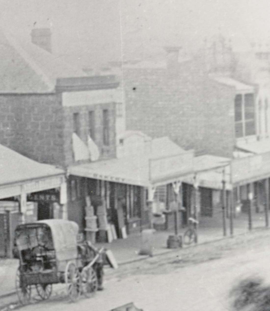 Image - photo - Horse and carriage outside Basting's general store, High Street, Northcote, circa 1890