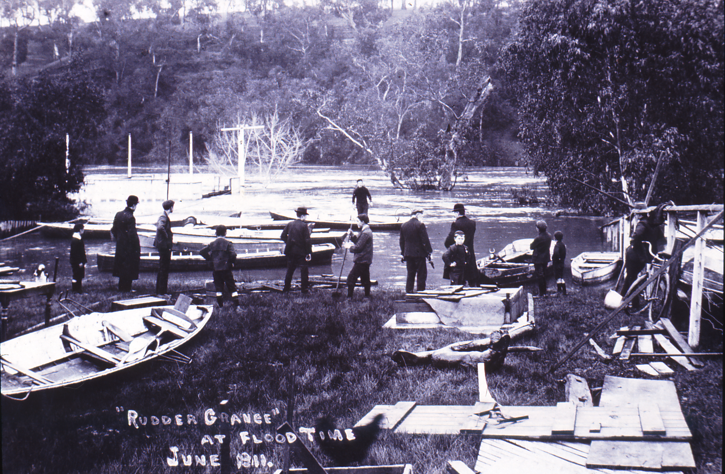 Image of Rudder Grange at flood time June 1911
