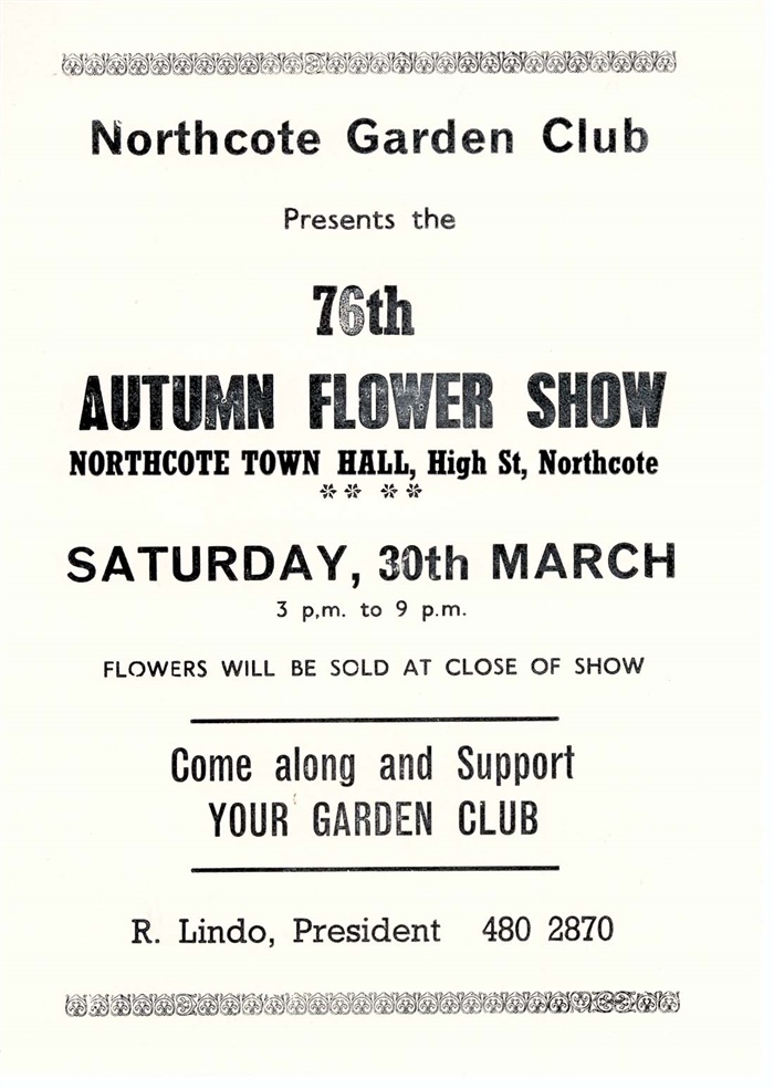 Image of flyer for 76th Annual Northcote Flower Show [LHRN455]
