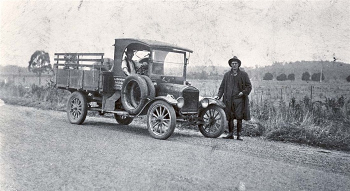 Image of A. J. Dickson and truck circa 1920s [LHRN728]