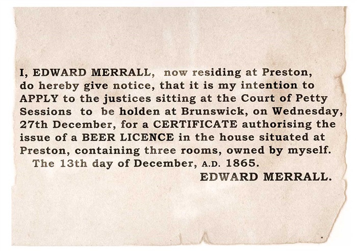 Reproduction of advert in Argus newspaper 13 December 1865. [LHRN1181]