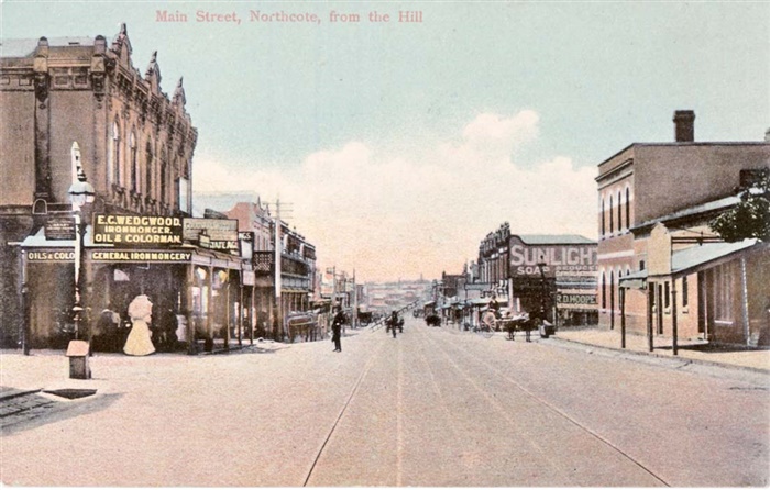 Image of a View north up High Street from the Northcote Town Hall