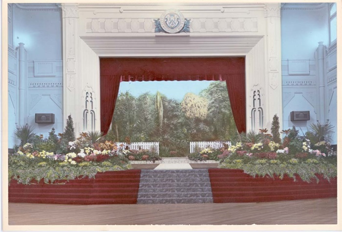 Image of Northcote Town Hall Floral Display 1950s. [LHRN1395]