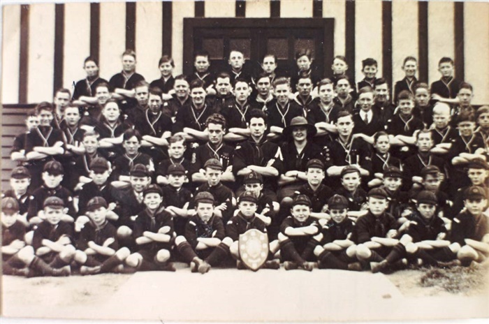 1st Alphington Rover's Scouts Club Pack 1932. Taken outside Scout Hall, Adams St, Alphington [LHRN1611]