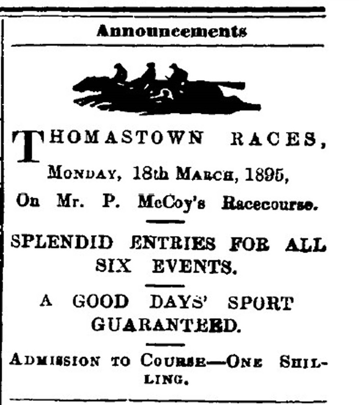 Image of Advertisement for horse racing at track next to Belmont Hotel [LHRN1737-12]
