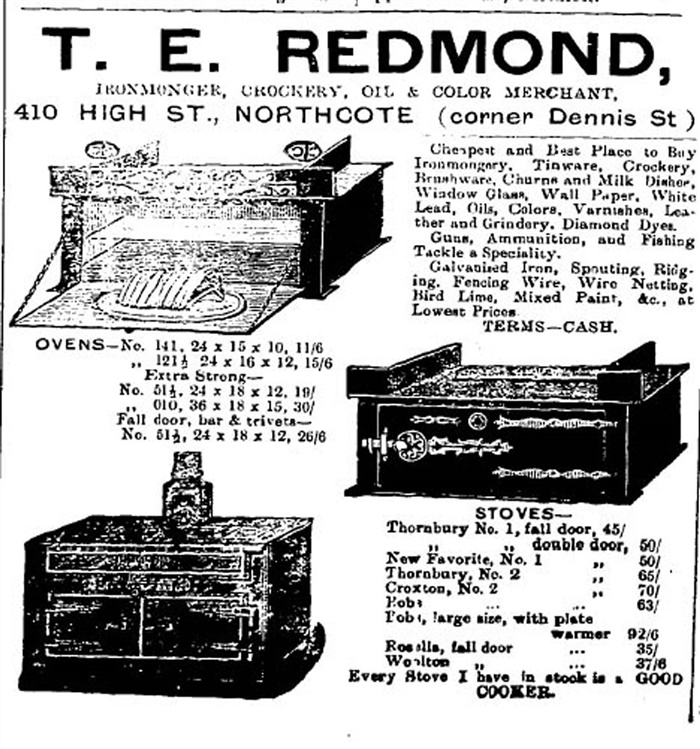 Image of an Advertisement of Thomas E. Redmond's business 