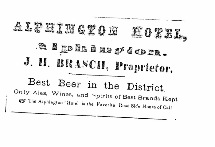 Advertisement for the Alphington Hotel [LHRN1737-21]