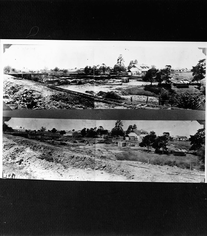 Image of Before and after photos of construction of the Outer Circle Railway