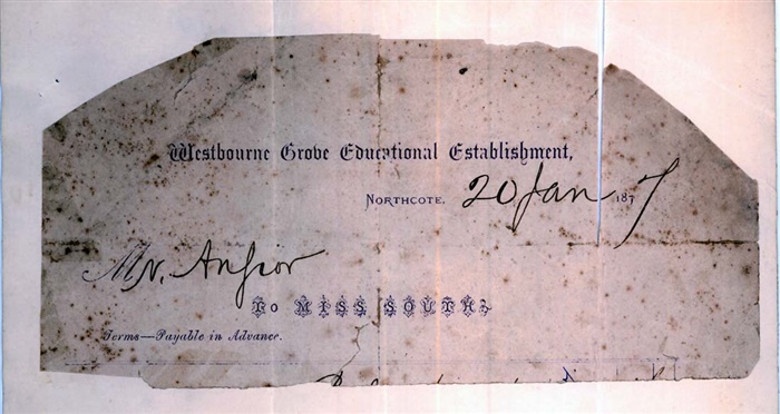 Image of a Letter head of an invoice to Angior's chemist 1877