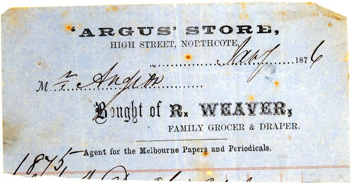 Image of a Letter head of invoice to Angior's chemist 1876