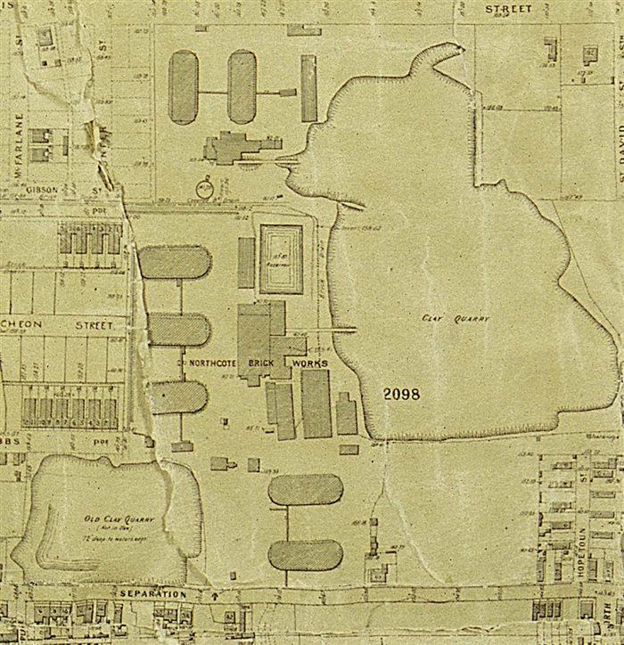 Image of the plan of the Northcote Brickworks circa 1912