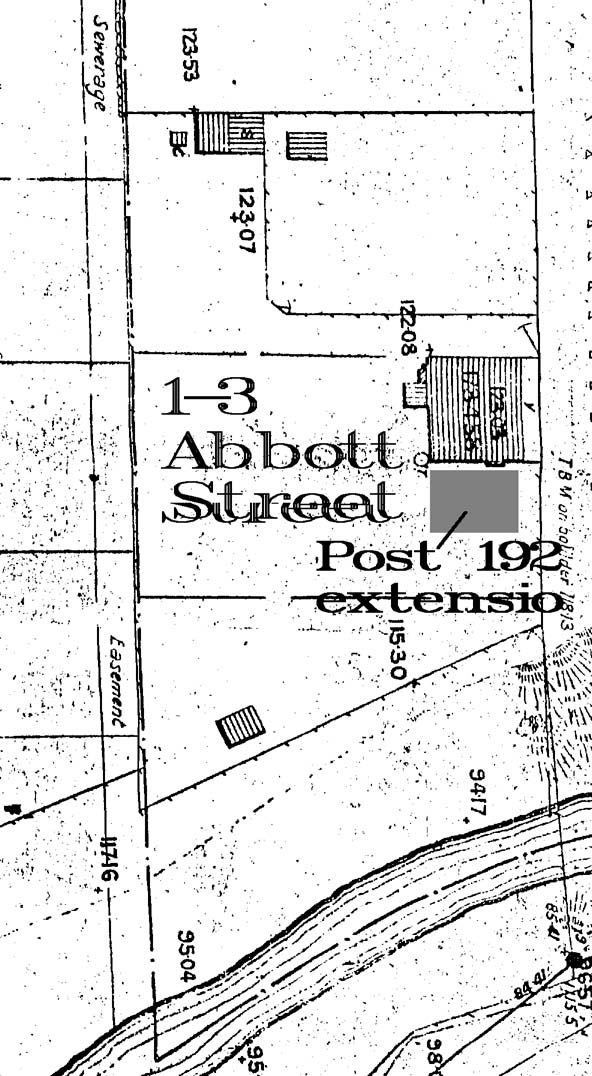 Image of a Subdivision map featuring Abbott Street toll house. Courtesy Graeme Butler