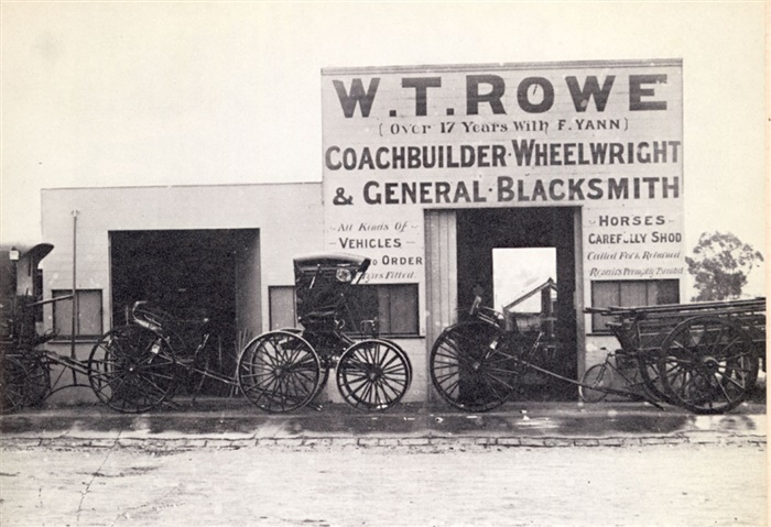 Image of William Rowe's blacksmith's business at the corner of High Street and Miller Road
