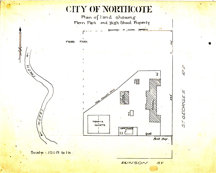 Image of map of Merri Park and Northcote High School