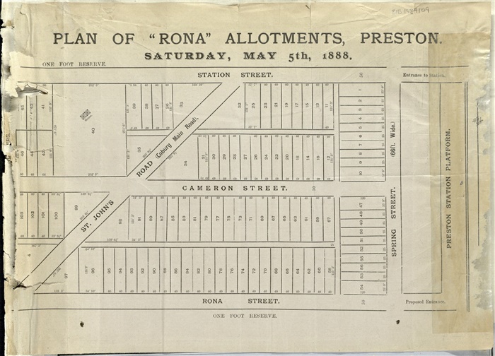 Image of Plan of Rona Allotments Preston 1888 (SLV)