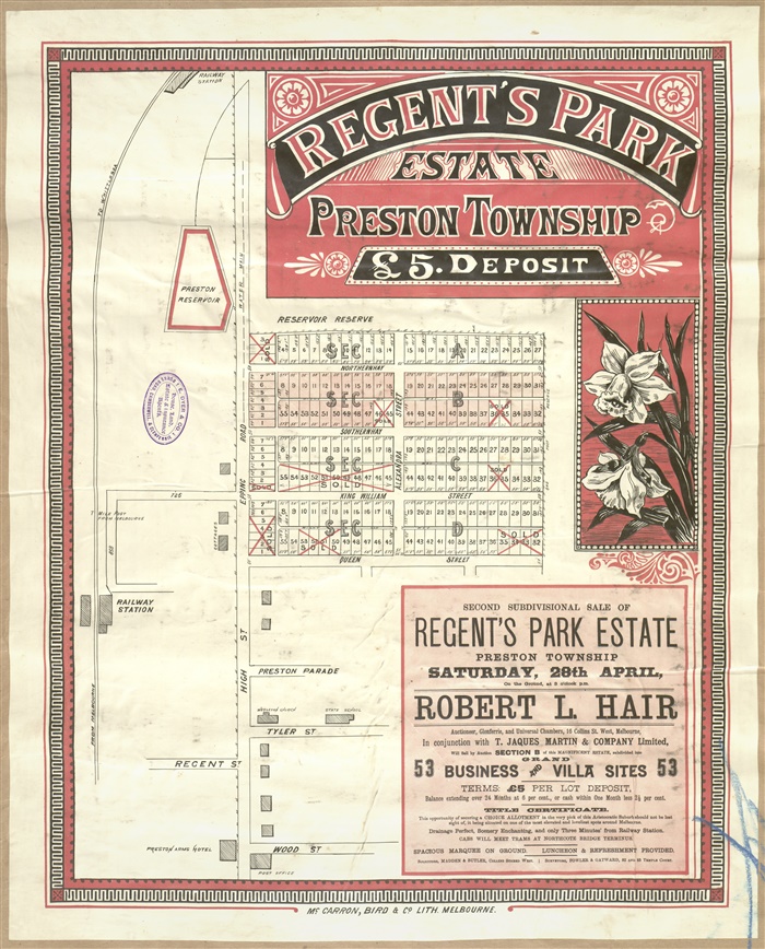 Image of Regents Park Estate Land Sale Poster c. 1888 (SLV)
