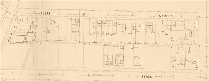 Section of MMBW plan in 1909 Flett Street, South Preston