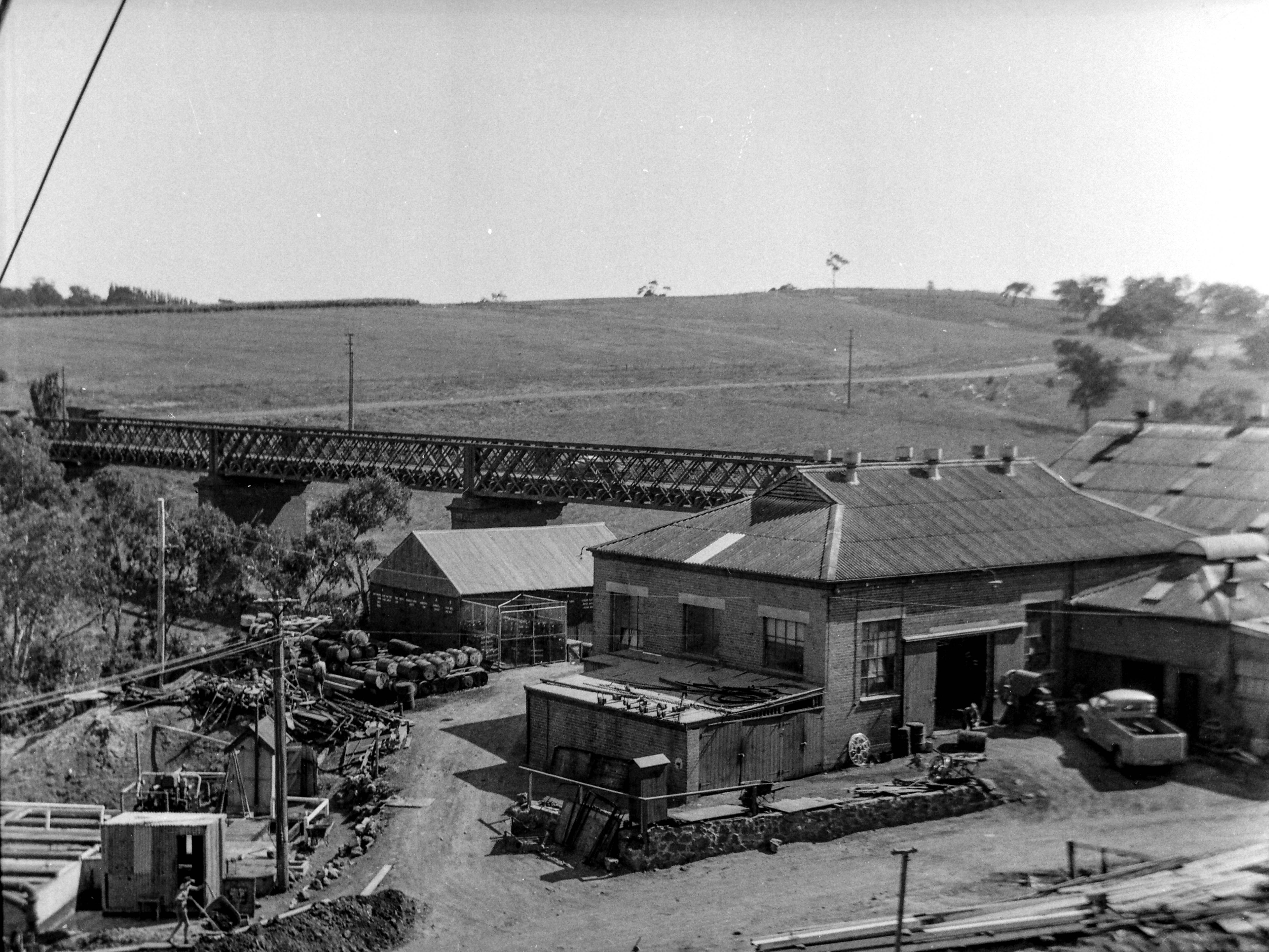 Image of Factory buildings and Chandler Highway Bridge Alphington Paper Mills