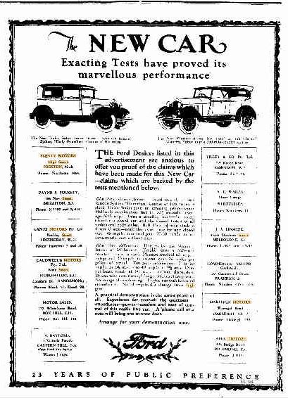 Image of an advertisement of Plenty Motors 1928
