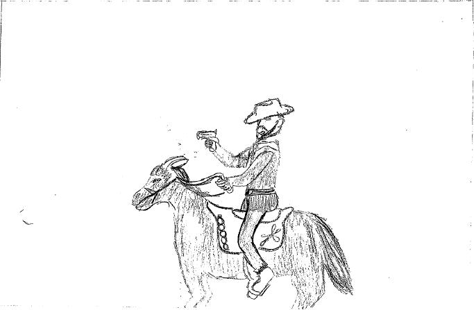 Child's drawing of a cowboy in a film