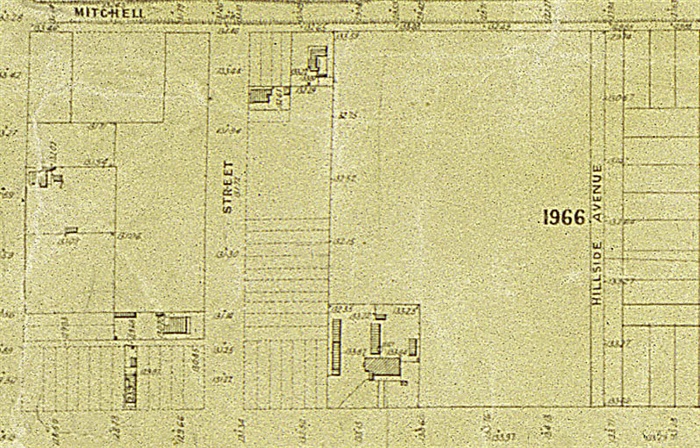 1906 map showing the location of the farm house and outbuildings (201-203 Bastings Street)
