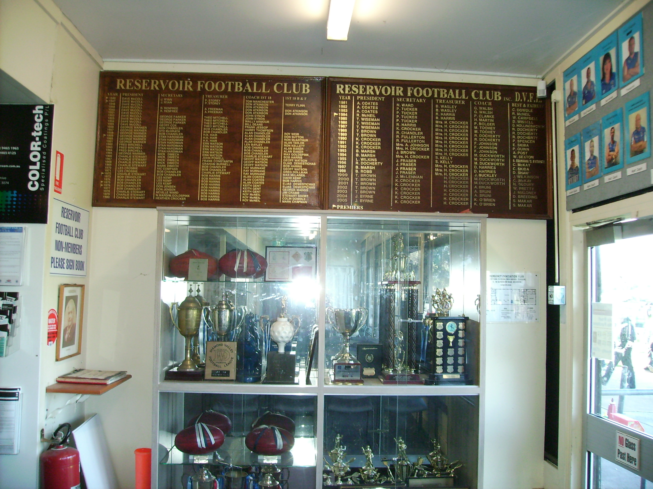 Image of Reservoir Football Club Honour boards and trophy cabinet