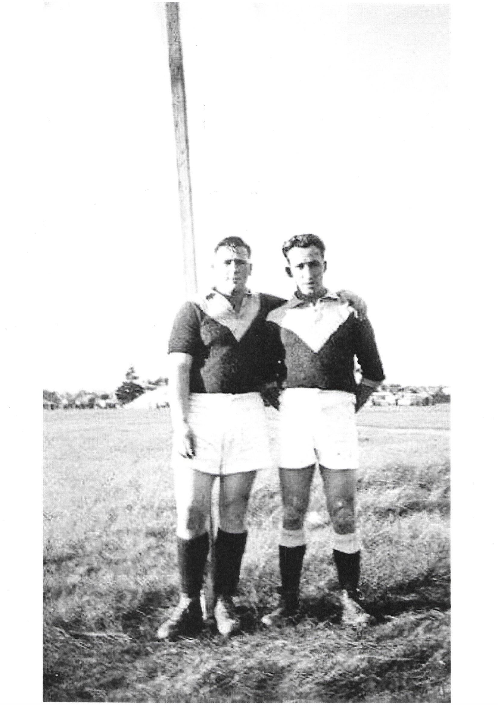 Image of  Ron Black and Laurie Bonuda, who played in 1946 and 1947 at Reservoir Football Club
