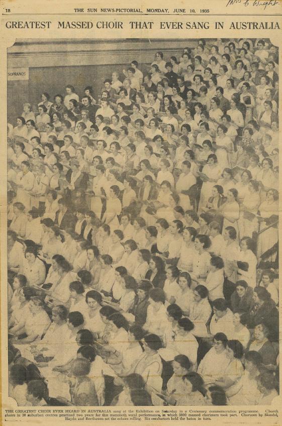 Image of Greatest massed choir that ever sang in Australia June 10, 1935