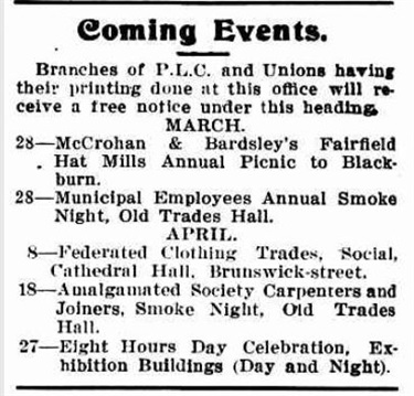 Advertisement for McCrohan and Bardlsey annual picnic 1914