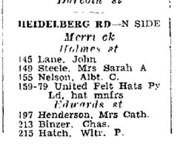 United Felt Hats. Sands & McDougall Directory 1933