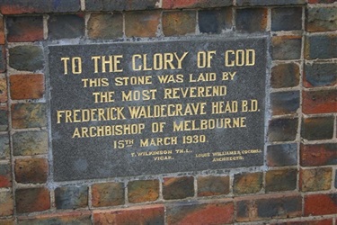 Image of Foundation Stone for church laid in 1930