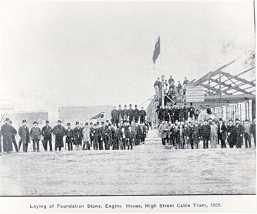 Image of Tram engine house being built in Thornbury. [LHRN1134]