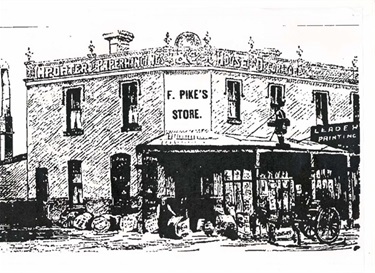 Image of a Sketch of the shop from Northcote Leader c.1907