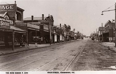 Image of The newsagency is to the left of the picture next to the cake shop. Taken in the early 1920s