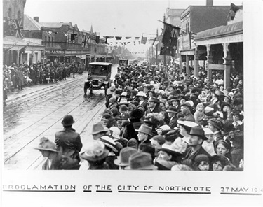 Image of High Street as Northcote becomes a city, 1914. [LHRN959]