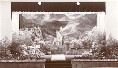 Image of The fairy tale castle stage setting for the 1969-70 Northcote Mayoral Ball