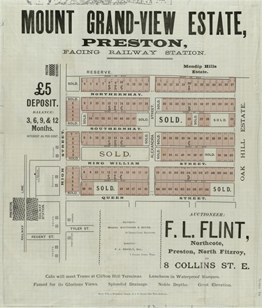 Image of Mount Grand View Estate Land Sale Poster Preston c. 1888 (SLV)