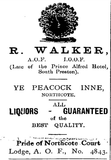 Advertisement for Peacock Hotel from Northcote Leader [LHRN1737-11]