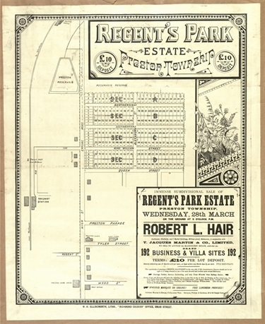 Image of Regent's Park Estate Preston Land Sale Poster c1888 (SLV)