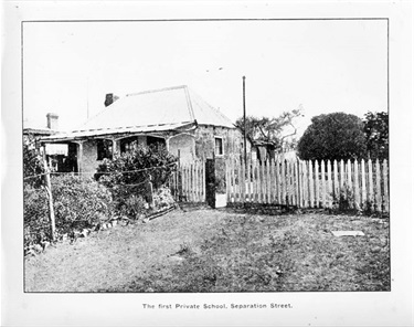 Image of An early settlers home in Separation Street. It also operated as a private school. [LHRN 1084]