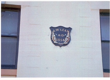 Image of Plaque on wall of Terminus Hotel for the licence of the first hotel on this site, John McLean of the Scotch Thistle Hotel. [LHRN1281]