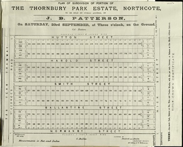 Image of Portion of the Thornbury Park Estate c1882 (2) SLV