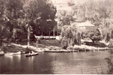 Boat on the Yarra at Studley Park boatshed Kew [LHRN4858]