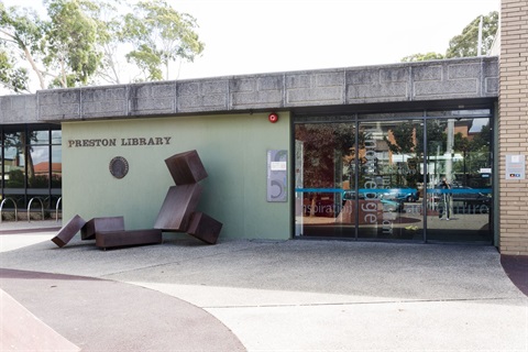 Exterior photograph of Preston Library.